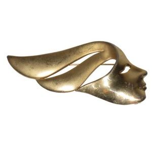 Art Deco Pin - Windswept Ladies Head